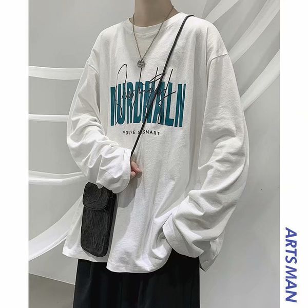 

autumn long sleeve t-shirt men's fashion brand loose and versatile, White;black