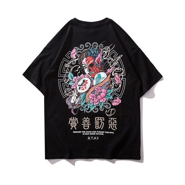 

2021 new hip hop shirt chinese summer men character print half t letter from anime animated drawings t-shirt couple ds50617 x6jp, Black