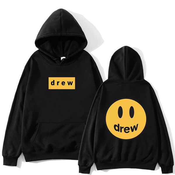 

hip hop 2020 winter drew hoodies men women couples draw smile face printed justin bieber hoodedis sweatshirts, Black