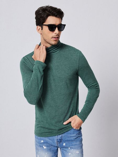 

men funnel neck solid tee r1y2#, White;black