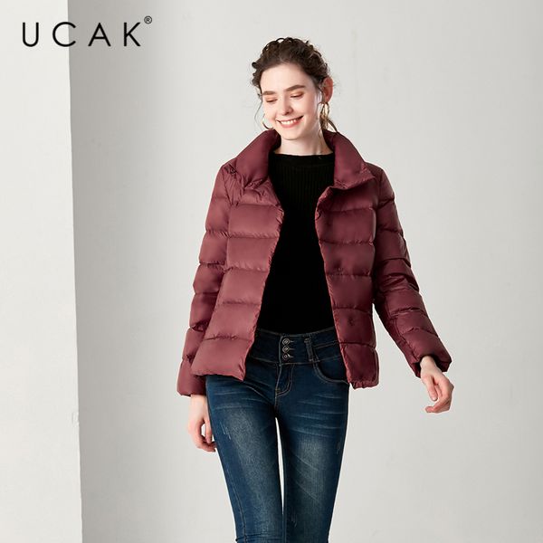

ucak brand new elegant women's winter 90% white duck down jacket streetwear fashion warm female parkas u8008, Black