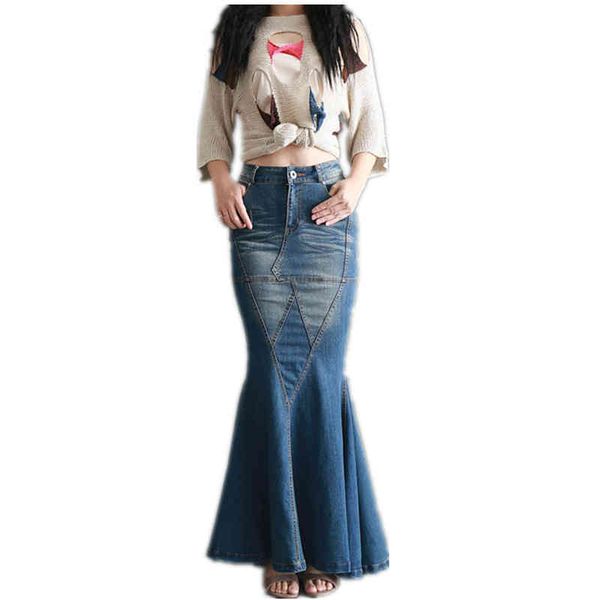 

skirts fashion fish tail denim mermaid style for women jeans stretch s-xl long maxi slim hip eb82, Black