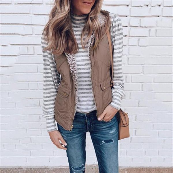 

autumn winter solid warm vests coat women double side sleeveless jacket reversible plus size waistcoat fashion women clothes, Black;white