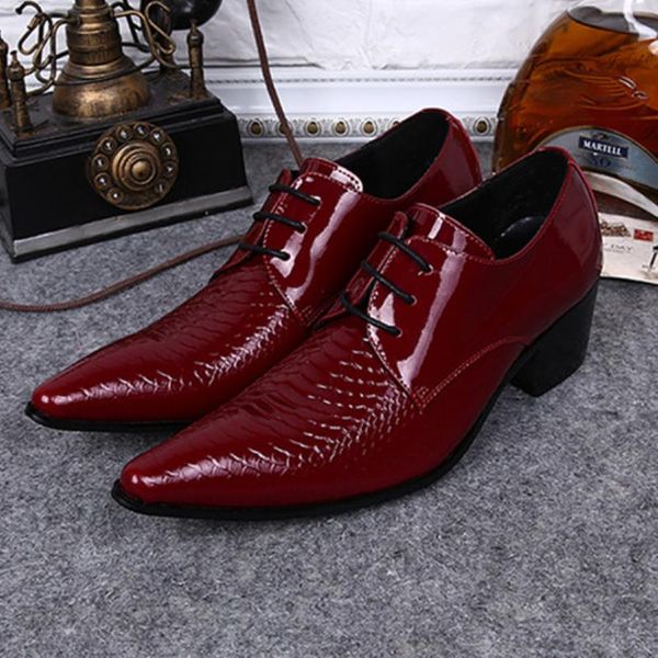 

christia bella 19 fashion handmade big size real leather man oxford shoes red heighten male business derby shoes men dress, Black
