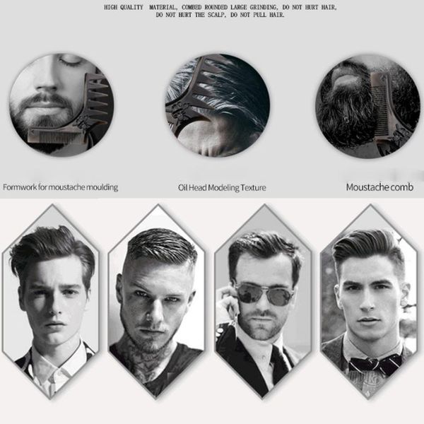 

men beard styling shaping template fashion shaper stencil comb barber tool symmetry line up trimming guide q sqcnpk, Silver