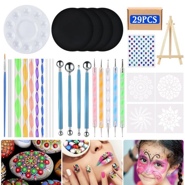 

diy mandala dotting tools set portable multifunction embossing dot kit dotting pens brush acrylic rods for painti jllztl, Silver