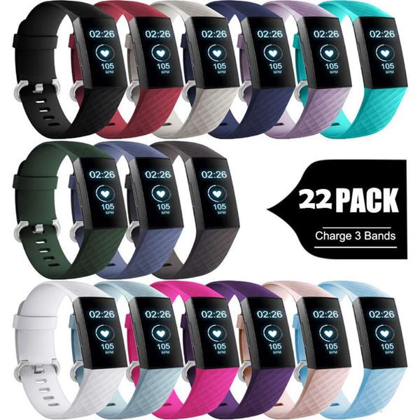 

fitbit charge3 / 4 smart 3d diamond pattern breathable silicone wristband replacement accs