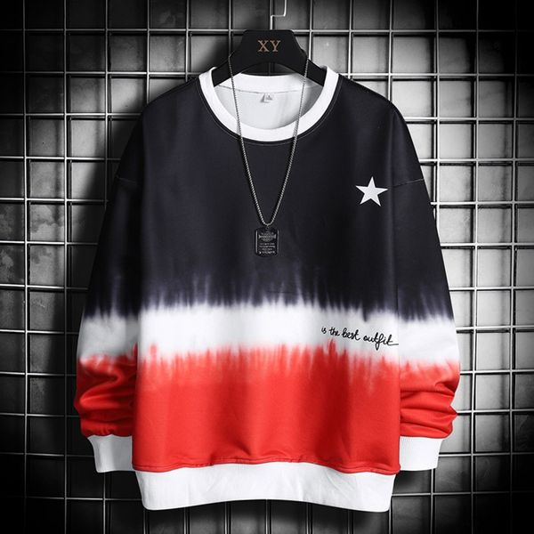 

onpvk 2020 spring and autumn new student personalized round neck men's gradient fashion fashion pullover casual printed pullover sweate, Black