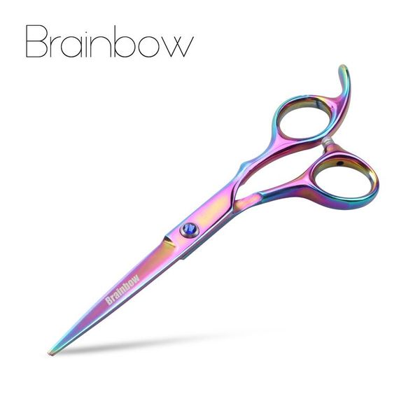 

brainbow 6''hair ножницы профессиональный парикмахерская парикмахерская стайлинг инструмент регулярные плоские лезвия правая рука режущие но