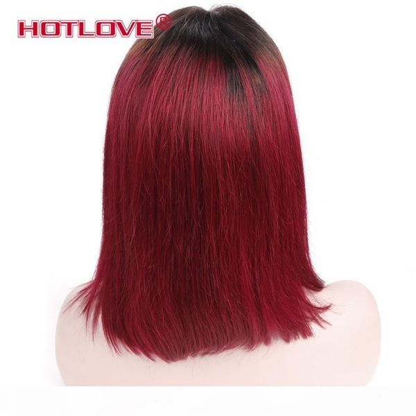 

короткие парики боб ombre цвет 1b burgundy прямой weave бразильский девы необработанные человеческих волос grade 9а хорошее качество фронта, Black;brown