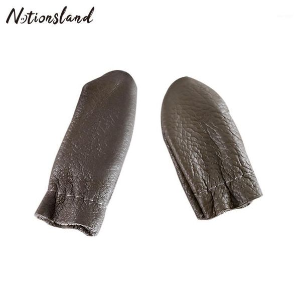 

1pair thumb index leather finger protector thimble needle felting hand craft embroidery needlework sewing supplies random color1, Black