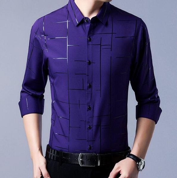 

2021 dress for new men color plus size 3xl black gray blue chemise homme masculino business casual long sleeveless shirt 5cht, White
