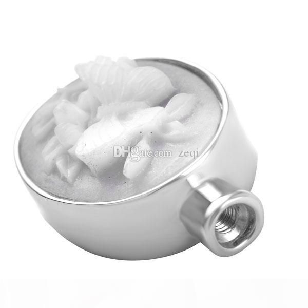 

ijd8848 personalized embossment 3d flower cremation pendant necklace hold ashes stainless steel memorial urn jewelry women men, Silver