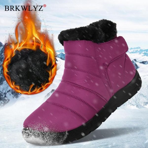 

new 2020 warm winter boots women water resistant plush lining snow ankle boots female plush botas mujer women shoes, Black