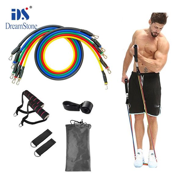 

resistance bands 11 pcs set home gym fitness equipment latex yoga tube
