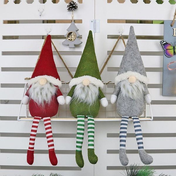 Decorazioni natalizie Bambola Merry Gamba lunga Svedese Gnomo di Babbo Natale Ornamenti di peluche Giocattolo elfo fatto a mano Decorazioni per feste a casa per le vacanze1