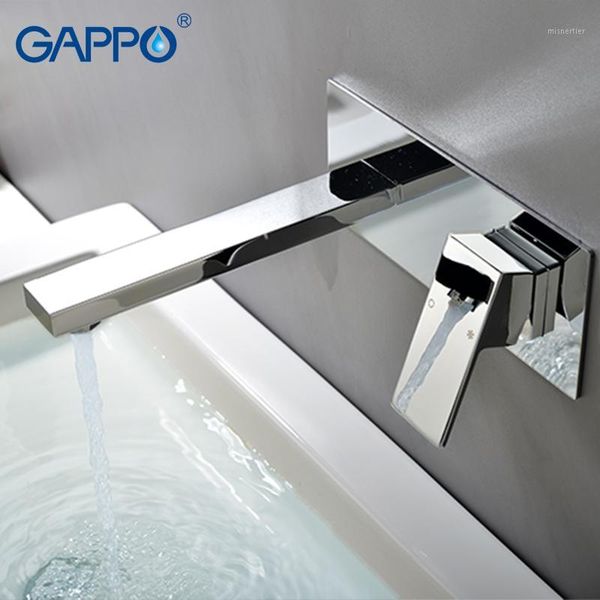 

bathroom sink faucets gappo basin faucet waterfall taps bath wall mounted water mixer shower plating brass tap1