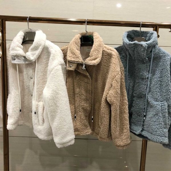 

new winter warm coat faux fur women's jacket luxury lamb wool warmth women's slim soft jacket, Black