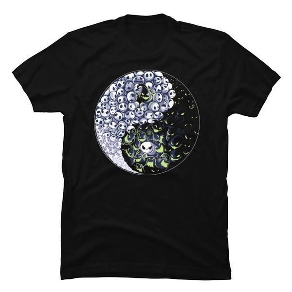 

the nightmare before christmas hallowmas tshirt yin yang jack skeleton fabric o neck short sleeve sport hooded sweatshirt hoodie men t shirt