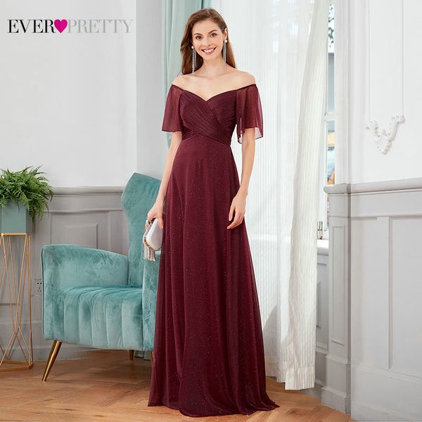 

burgundy evening dresses ever pretty new fashion a line v neck off shoulder ruffles long formal party gowns vestidos lj201118, White;black