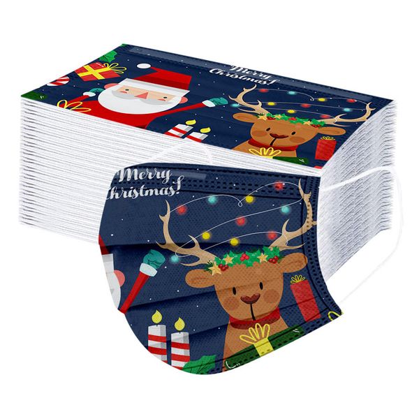

new printing masks santa claus 10/50/100pc breathable kids disposable mouth high-quality christmas printed mask