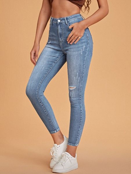 

ripped skinny zipper fly jeans q3py#, Blue