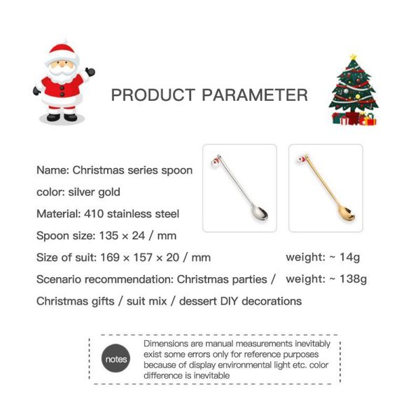 

1pc christmas spoon stainless steel christmas pendant creative stainless steel coffee spoon tableware home decorations h jllbxv