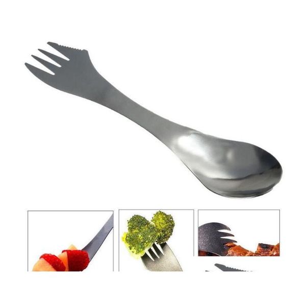 

fork spoon spork 3 in 1 tableware stainless steel cutlery utensil combo kitchen outdoor picnic sco qylpir five2010