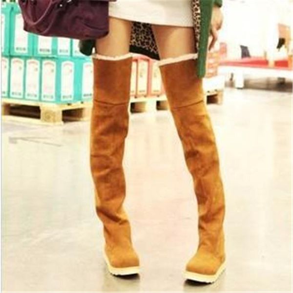 

thigh high boots female winter boots women keep warm over the knee flat stretch fashion shoes new riding, Black