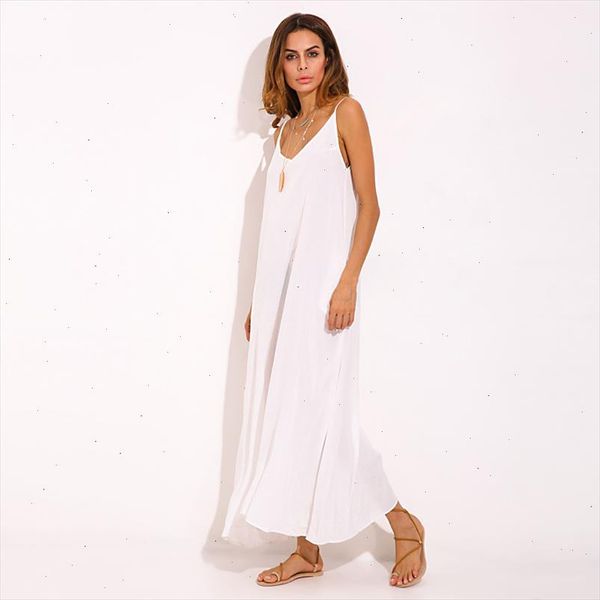 

2021 summer women strapless v neck sleeveless dress casual loose long maxi solid dress white oversized, Black;gray