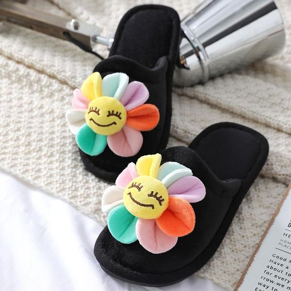 

slippers fashion women winter indoor anti-slip soft slipper lovely warm plush home couple slides flat shoes mtx69, Black