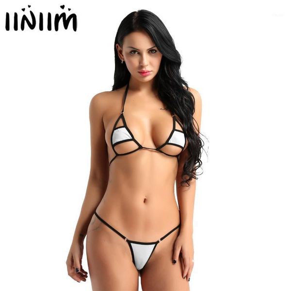 

iiniim womens bikini lingerie set micro bikini bra with briefs bottoms intimate party ladies female clubwear beachwear1, Red;black