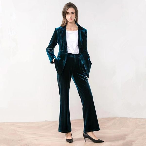 

velvet women blazer suits long jacket fashion ladies pantsuit costumes womens suits blazer with pants custom made1, White;black