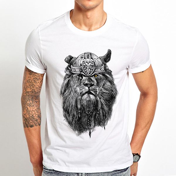 

lion viking funny t shirt men summer new white casual homme cool tshirt streetwear sport hooded sweatshirt hoodie