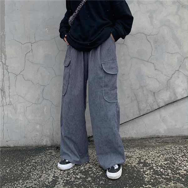 

men's jeans 2020 autumn winter new slim solid color large pocket denim jeans relaxed casual personality youth men's wear, Blue