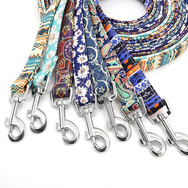 

7 colors nylon dog leash lead printed pet puppy chihuahua walking leash running training leashes rope for small medium bbysfs