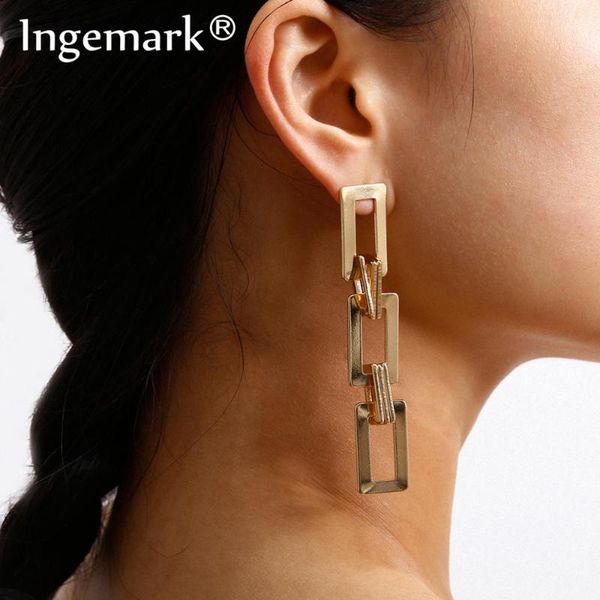 

dangle & chandelier vintage chunky thick link geometric drop earrings for women knotted long fashion ear jewelry 2021, Silver