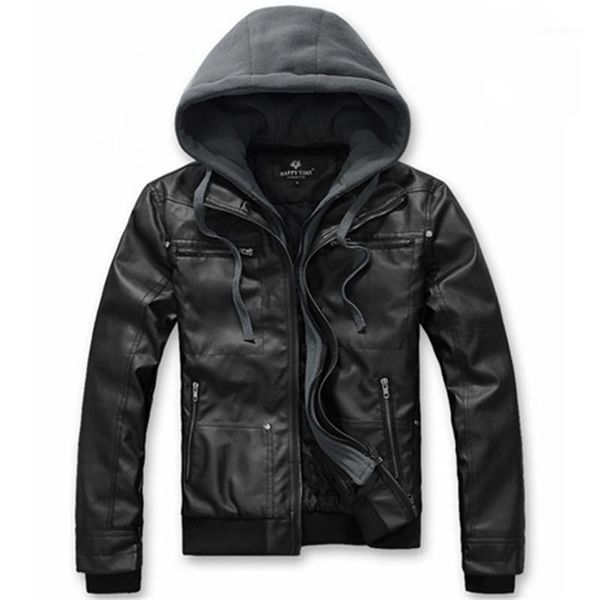 

men's fur & faux men's leather jackets autumn casual motorcycle pu jacket biker coats brand clothing1, Black