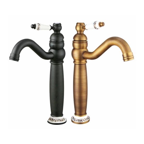 

bronze and black colors brass material deck mounted cold & water of lavatory mixer