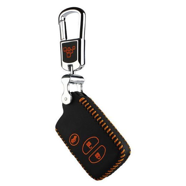 

key holder leather key cover for toyota prius land cruiser 2007-2020 car key case holder 3 button shell protector