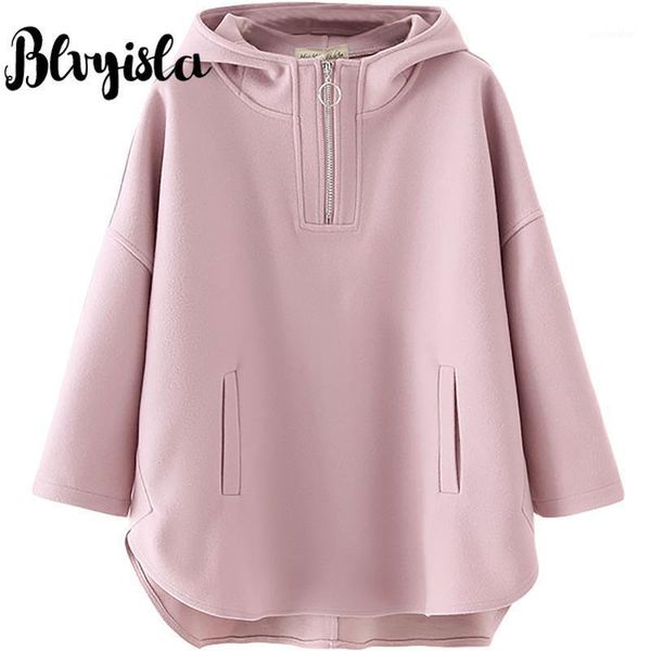 

4xl oversize solid zipper hoody sweatshirts overweight female ireegular hem plus size hoodies spring cotton blend loose 1, Black