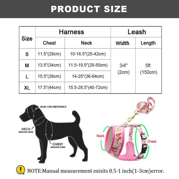 

cute printed dog harness leash set soft mesh pet puppy cat harness adjustable walking lead for small medium dogs cats c bbyjdg