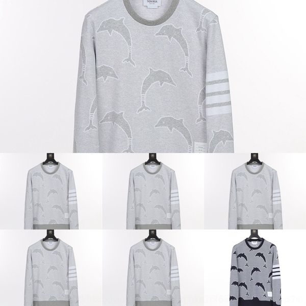 

wxnvt мода tb дельфин crew окрашенной пряжи свитер sweaterneck база мужчин осенью стиль для набора и женщин со случайным свитером lvh6a, Black
