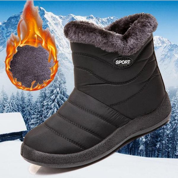 

fashion warmth thickening fluffy female high to help cotton shoes sleeve waterproof warm snow boots light non-slip female boots, Black