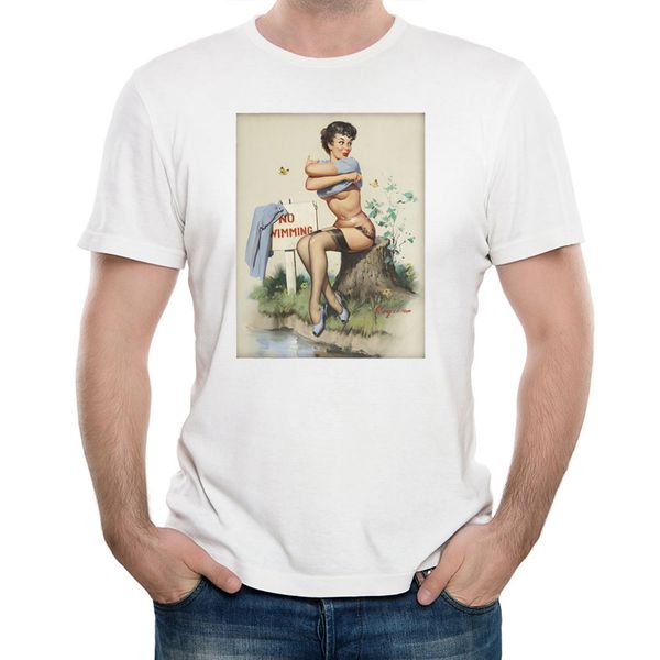 

sport new summer fashion men t-shirt gil elvgren taking a chance pin up art print t-shirt funny casual hipster man novelty