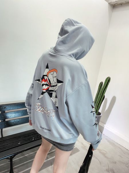 

limited ch grey graffiti croxin lip embroidery long sleeve hoodie for couples, Black