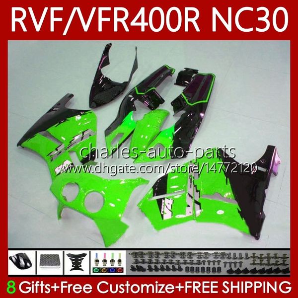 Комплект обтекателей для Honda VFR400 R RVF400R NC30 V4 1989 1990 1991 1992 1993 79NO.104 RVF VFR 400 RVF400 R 400RR VFR Green Black 400R VFR400RR 89-93 VFR400R 89 90 91 92 93 Body