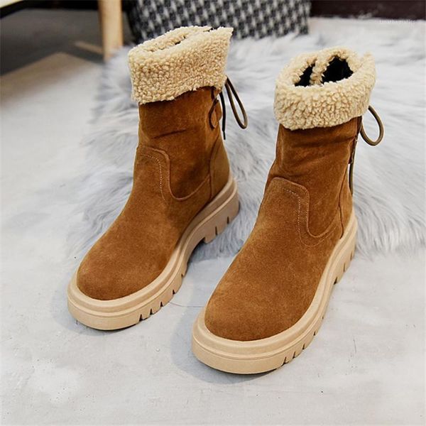 

2021 women's winter fur warm snow boots women warm platform boots female non-slip suede shoes ladies ankle plus size 431, Black