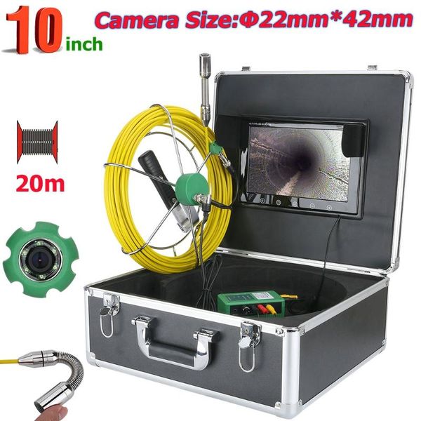 

cameras pipe inspection video camera, 20m ip68 waterproof drain sewer camera system 10inch 1000 tvl with 6w led