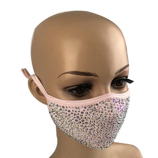 

diamond dustproof fashion protective bling pm2.5 mouth masks washable reusable women colorful rhinestones face mask 15